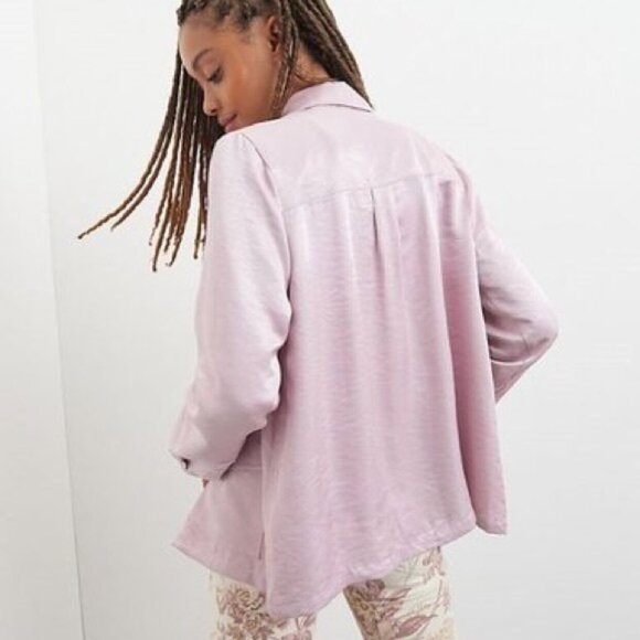 Anthropologie Current Air Clemence Shimmer Shacket in Lavender - Picture 3 of 14